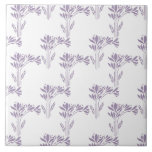 Soft Lavender Botanical Pattern Tile Kakelplatta<br><div class="desc">Adorn your space with this elegant square ceramic tile showcasing a modern botanical pattern. The stylized foliage design in a gentle lavender (light purple) hue against a crisp white background offers a clean, calming, and contemporary aesthetic. Ideal for bathroom walls, bedroom accents, subtle decorative pieces, or charming coasters. This versatile...</div>