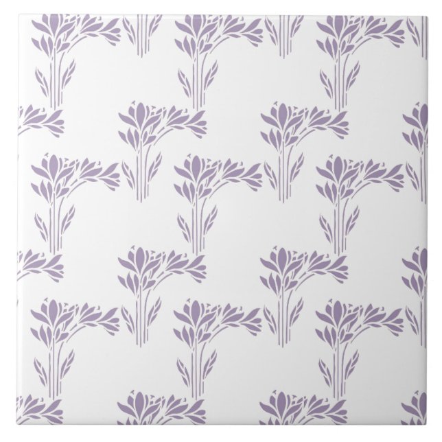 Soft Lavender Botanical Pattern Tile Kakelplatta (Framsidan)