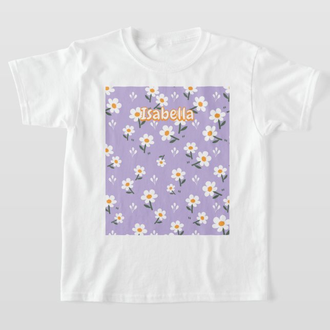 Soft Lavender Daisy Bloom Aesthetic for Girls T Shirt (Laydown)
