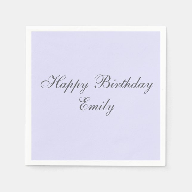 Soft Lavender Minimalist Birthday Party Napkins Pappersservett (Framsidan)