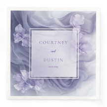 Soft Lavender Sheer Blommigt Bröllop Napkins