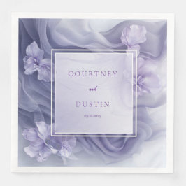 Soft Lavender Sheer Blommigt Bröllop Napkins Pappersservett