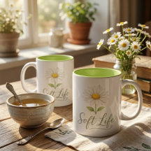 Soft Life Aesthetic Daisy Watercolor Floral Coffee