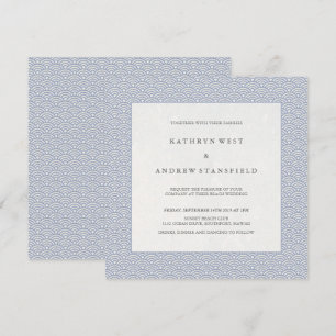 Soft Lila Blue Small Vågar Elegant Beach Wedding Inbjudningar