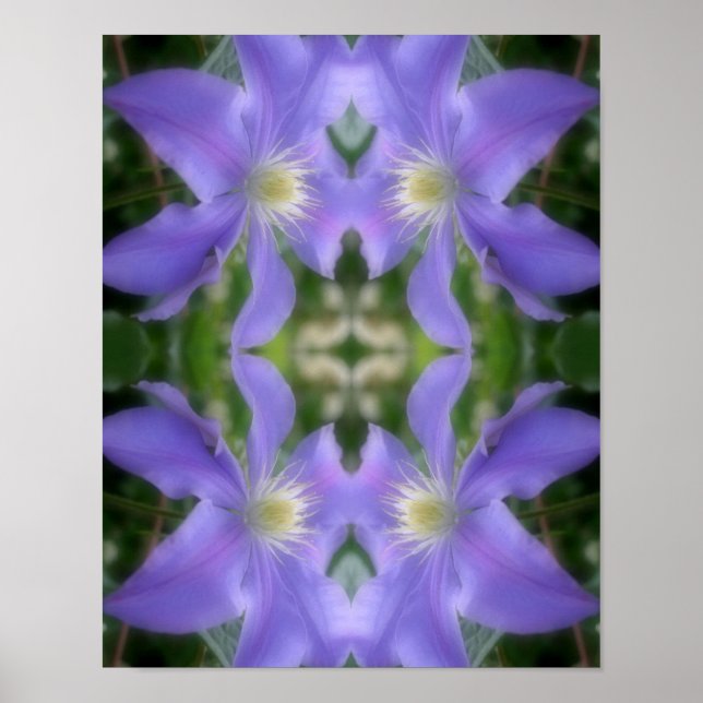 Soft Lila Clematis Flower Petals Abstrakt Poster (Framsidan)