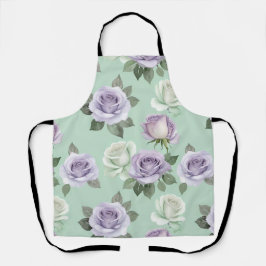 Soft Lilac And White Roses With Watercolor Effects