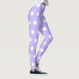 Soft Lilac och White Polka Dot Mönster Girly Cute Leggings