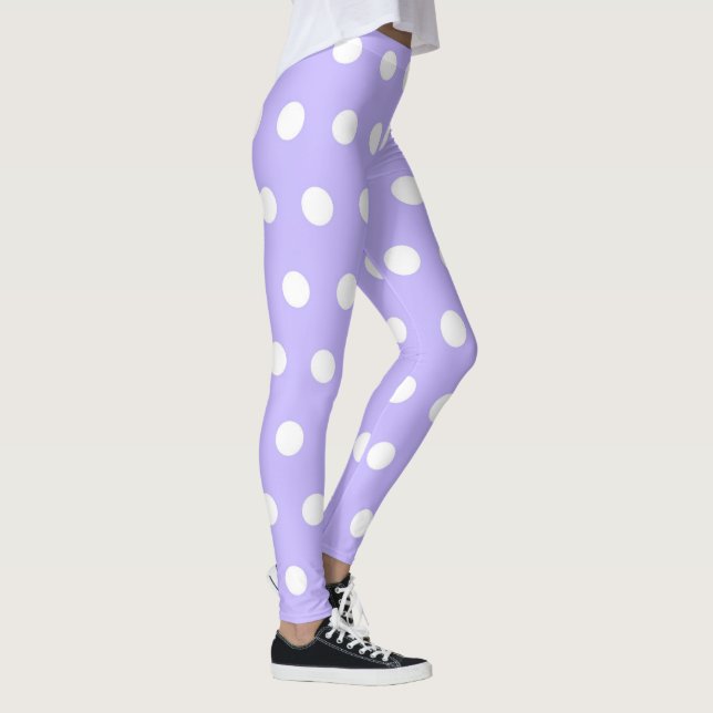 Soft Lilac och White Polka Dot Mönster Girly Cute Leggings (Höger)