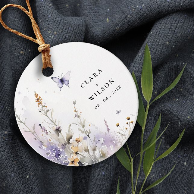 Soft Lilac WildblomButterfly Garden Wedding Gåvor Etiketter (Skapare uppladdad)