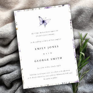 Soft Lilac WildblomButterfly Garden Wedding Inbjudningar