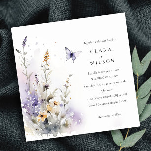 Soft Lilac WildblomButterfly Garden Wedding Inbjudningar
