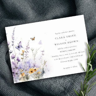 Soft Lilac WildblomButterfly Garden Wedding Inbjudningar