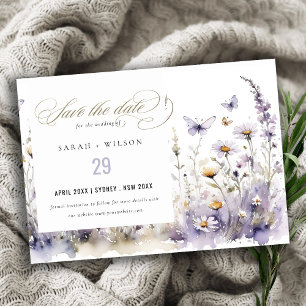 Soft Lilac WildblomButterfly Garden Wedding Spara Datumet