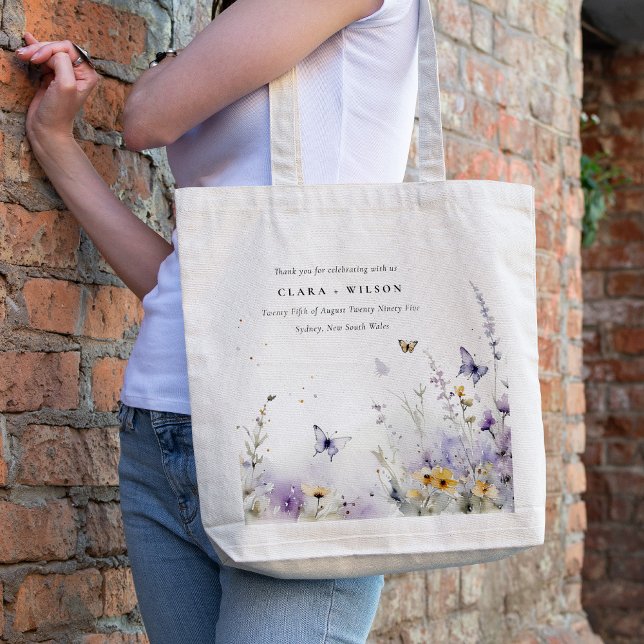 Soft Lilac WildblomButterfly Garden Wedding Tygkasse (Skapare uppladdad)