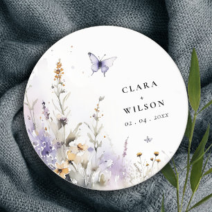 Soft Lilac WildblomButterfly Garden Wedding Underlägg Papper Rund