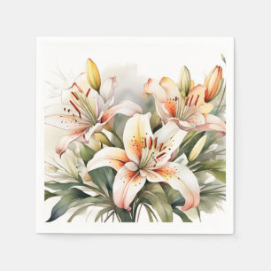 Soft Lily Flowers On White Pappersservett