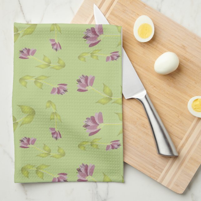 Soft Lime and Raspberry Blommigt Kitchen Kökshandduk (Vikt i Fjärdedel)