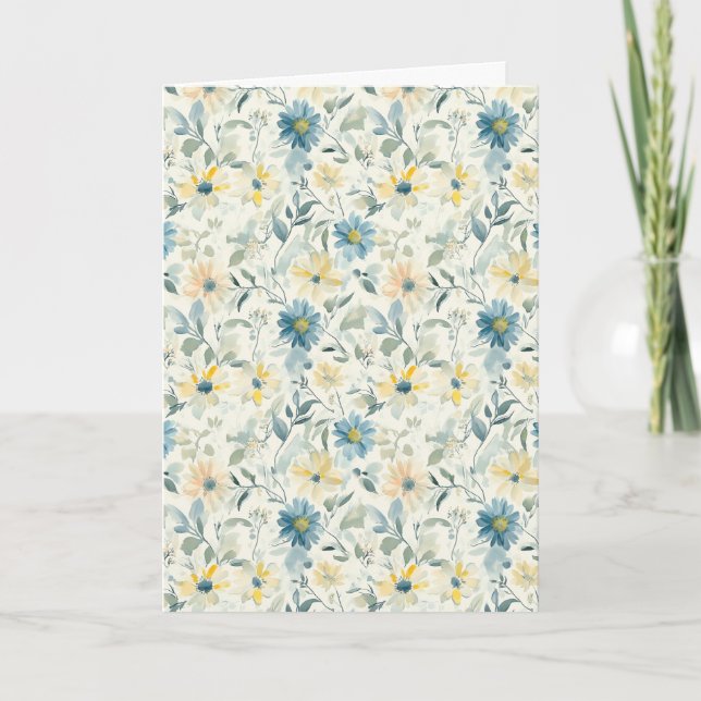 Soft Meadow Daisy Watercolor Birthday Kort (Framsida)