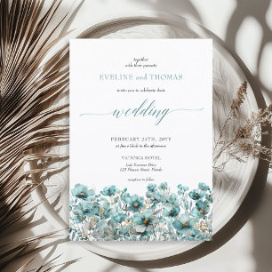 Soft minimalist boho sommarturkos av vilda blommor inbjudningar