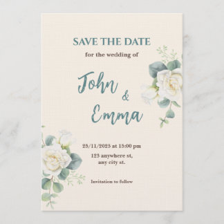 Soft Minimalist Save the Date | Editable Template Inbjudningar