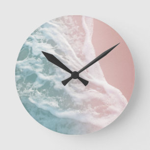 Soft Mint Rosa Ocean Dream Vågar #1 #vatten #deco Rund Klocka