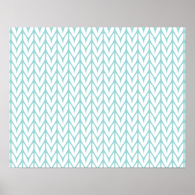 Soft Mint Yarn Chevrons Sticka Mönster Anpassade Poster (Framsidan)