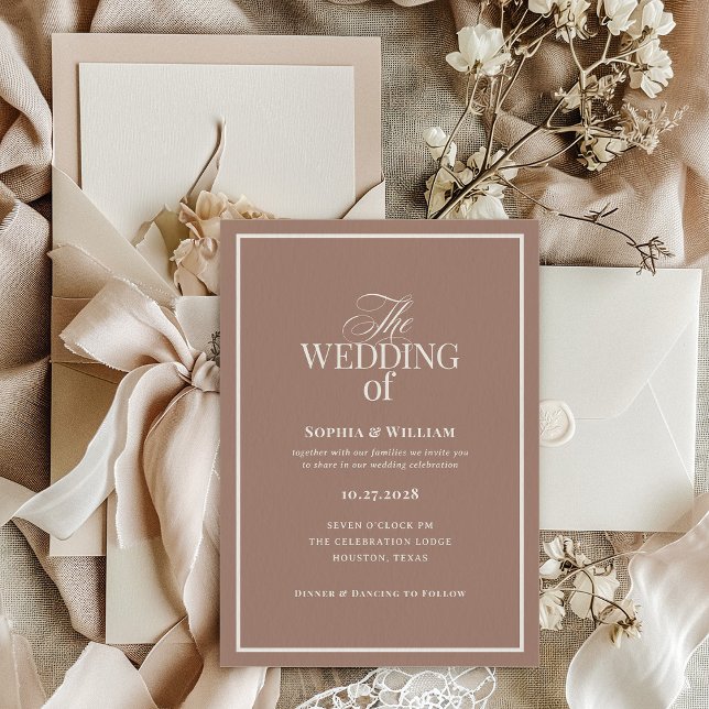Soft Mocha Taupe | Luxe Neutral Wedding Inbjudningar (Skapare uppladdad)