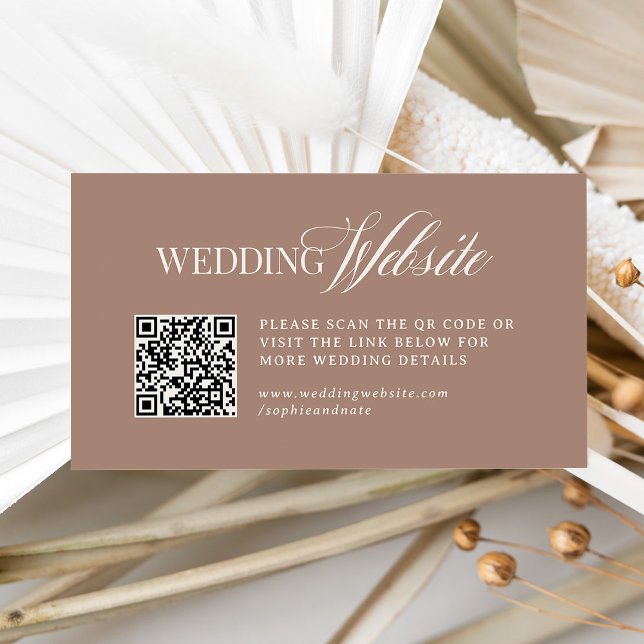 Soft Mocha Taupe | Luxe Wedding Website QR Code Tilläggskort (Skapare uppladdad)