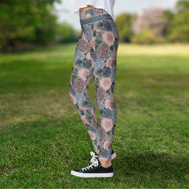 Soft MTED Peony Mönster med eget citat Leggings