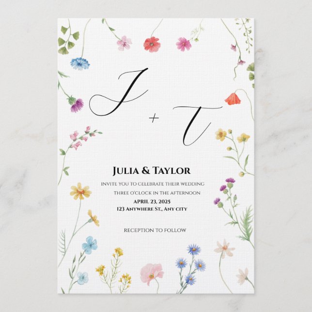 Soft Multicolor Floral Invitation Inbjudningar (Framsida)