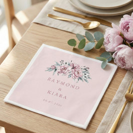 Soft Muted Dusty Rosa Peony Bröllop Pappersservett