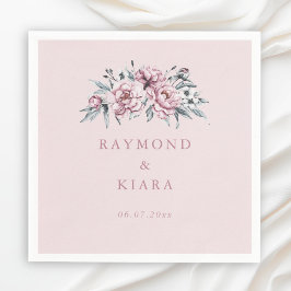 Soft Muted Dusty Rosa Peony Bröllop Pappersservett