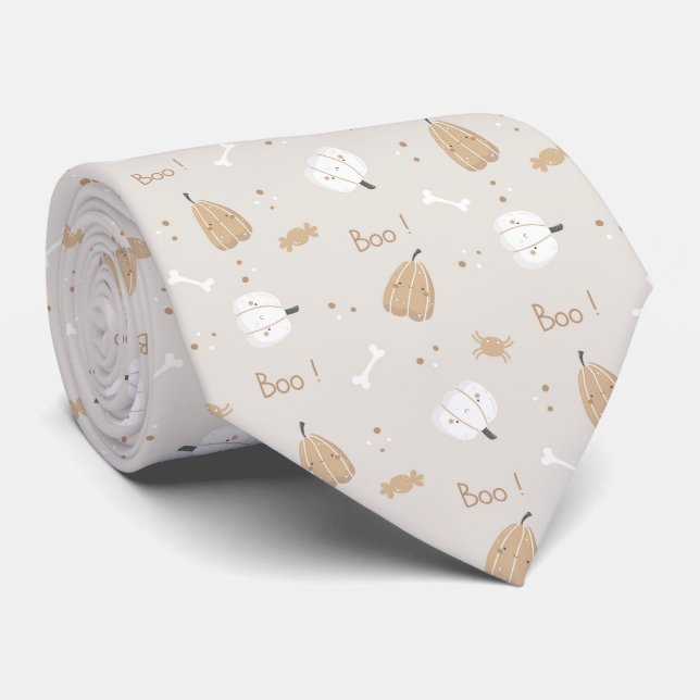 Soft Mysigt Halloween Mönster Neck Tie Slips (Rullad)
