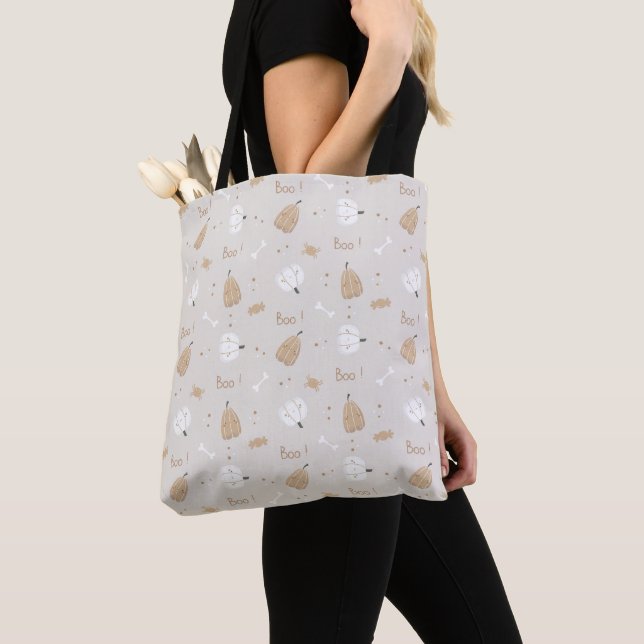 Soft Mysigt Halloween Mönster Tote Bag Tygkasse (Närbild)