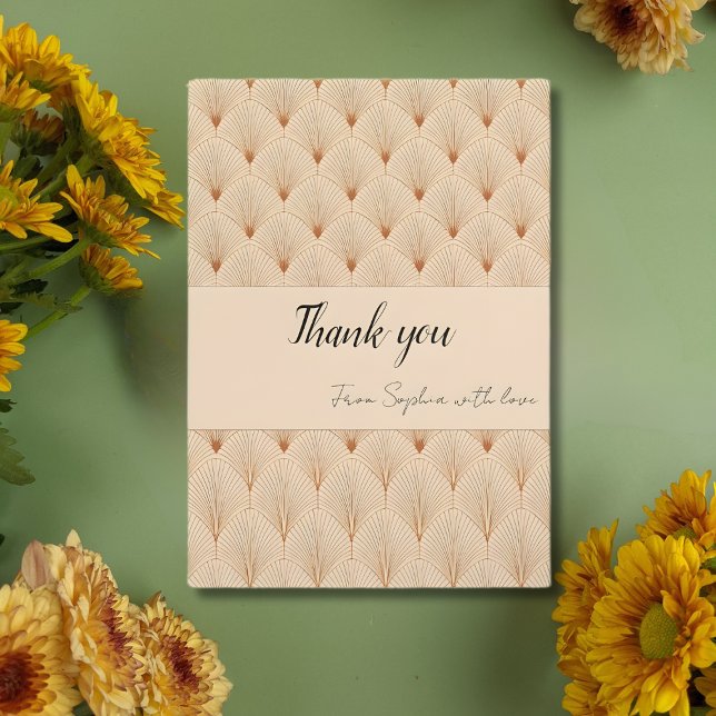 Soft Neutral Art Deco Thank You Card (Custom Text) Tack Kort (Skapare uppladdad)