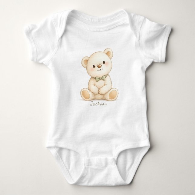 Soft Neutral Bear Baby Keepsake T Shirt (Framsida)