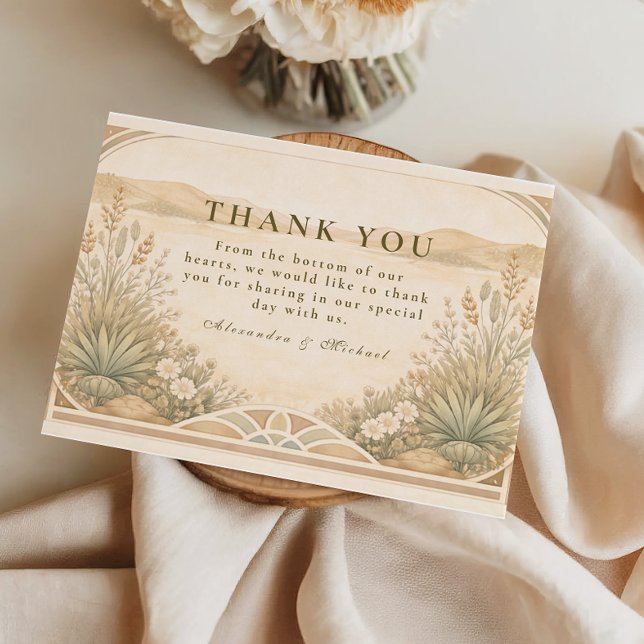Soft Neutral Desert Florals Wedding Tack Kort (Skapare uppladdad)