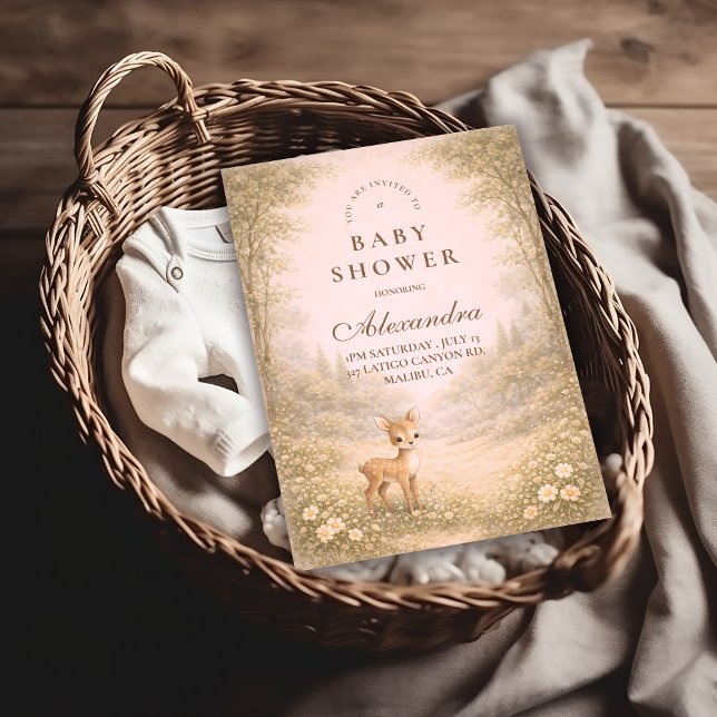 Soft Neutral Forest Critters Baby Shower Inbjudningar (Skapare uppladdad)