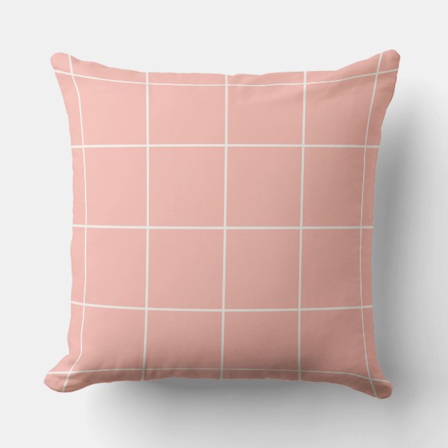 Soft Neutral Grid Pattern Minimal Check Design Kudde (Framsida)