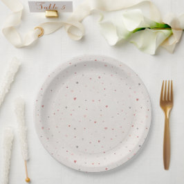 Soft Neutral Heart Pattern Paper Plate