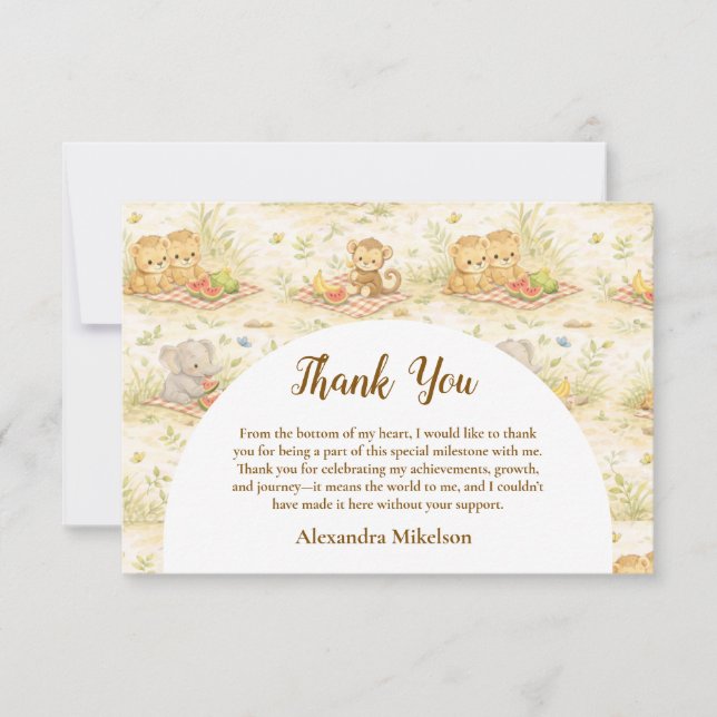 Soft Neutral Jungle Wild One First Birthday Tack Kort (Framsida)