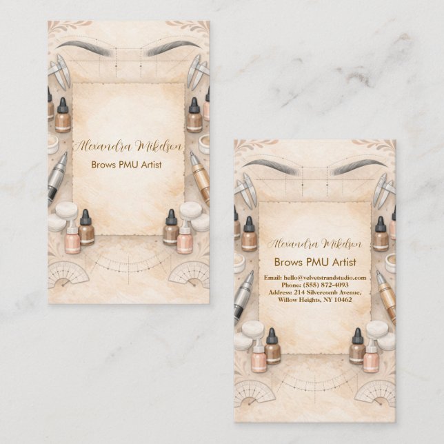 Soft Neutral PMU Studio Branding Visitkort (Fram/baksida)