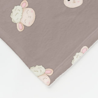 Soft Neutral Sheep Baby Blanket - Cute Nursery Fleecefilt