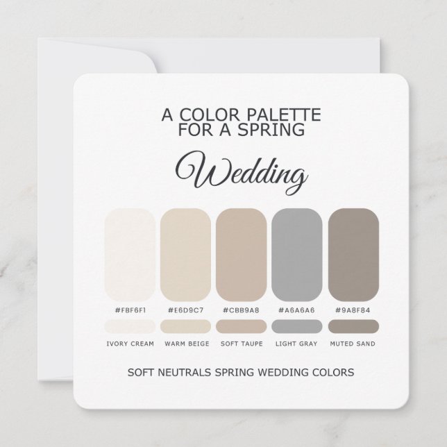 Soft Neutrals Spring Wedding Palette 2026 Card Inbjudningar (Framsida)