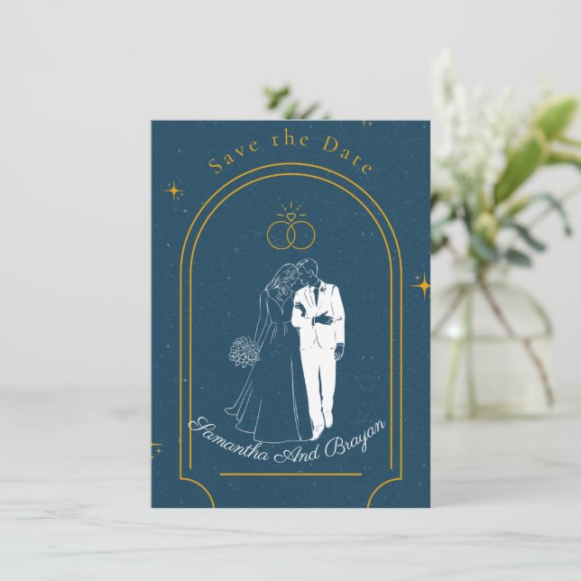 Soft Night Romance , Wedding Save the Date Card Inbjudningar (Stående Fram)