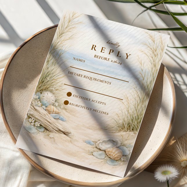 Soft Ocean Breeze Wedding OSA Kort (Skapare uppladdad)
