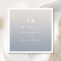 Soft Ombre Dusty Blue & Gardenia Bröllop Monogram