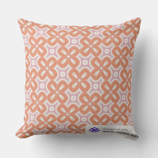 Soft Orange & Pink Floral Geometric Pillow – Moder Kudde