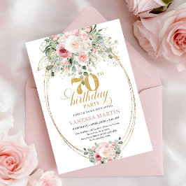 Soft Pale Pink Flowers 70th Birthday Invitation Inbjudningar