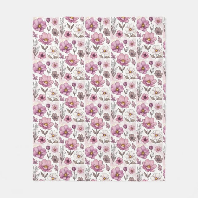 Soft Pastel Anemone Floral Collection Fleecefilt (Framsidan)